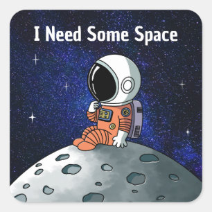 Adesivo Quadrado Precisa Espaço, Astronauta, Cosmonauta, Personaliz