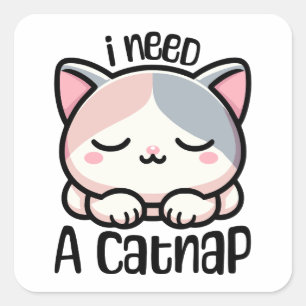 Adesivo Quadrado Preciso De Uma Capa! Cartografia de Gato com Sono