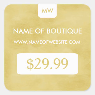 Adesivo Quadrado Preços chiques Goldenrod simples do monograma do
