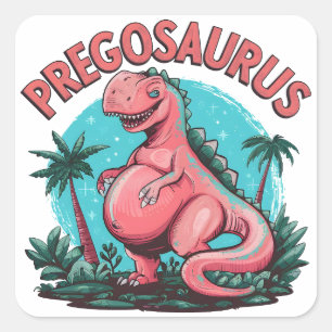 Adesivo Quadrado Pregosaurus Engraçado Anúncio de Gravidez Dino Mãe