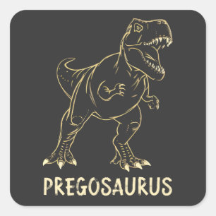 Adesivo Quadrado Pregosaurus Engraçado Anúncio de Gravidez Dino Mãe