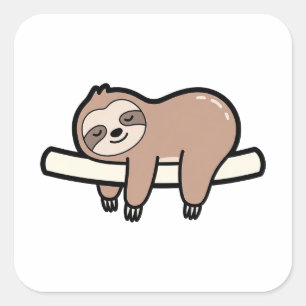 Adesivo Quadrado Preguiça Aconchegante – Ilustração de Animal Neutr