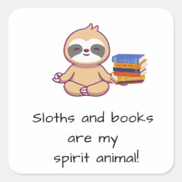Adesivo Quadrado preguiça e livros bonitos