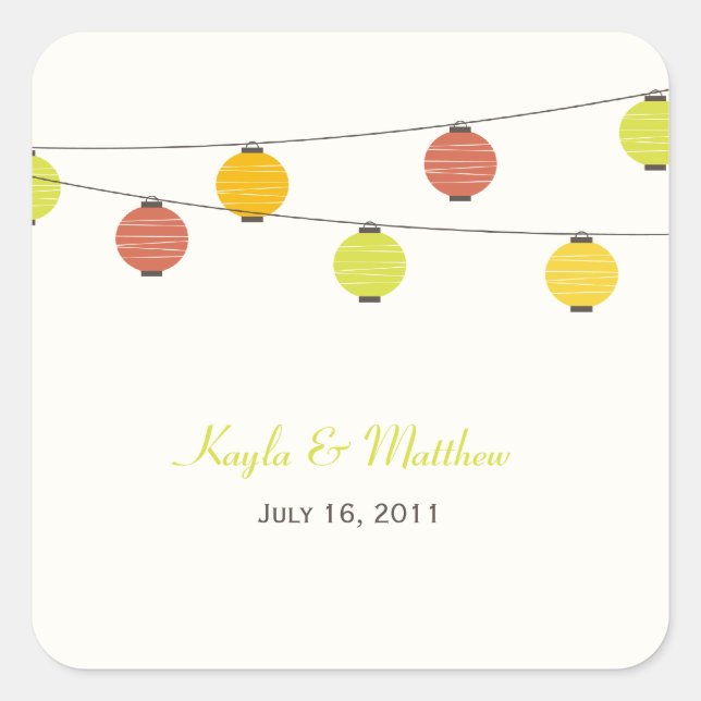 Adesivo Quadrado Prendendo Lanternas Favorece Pavilhas ou Envelope  (Frente)