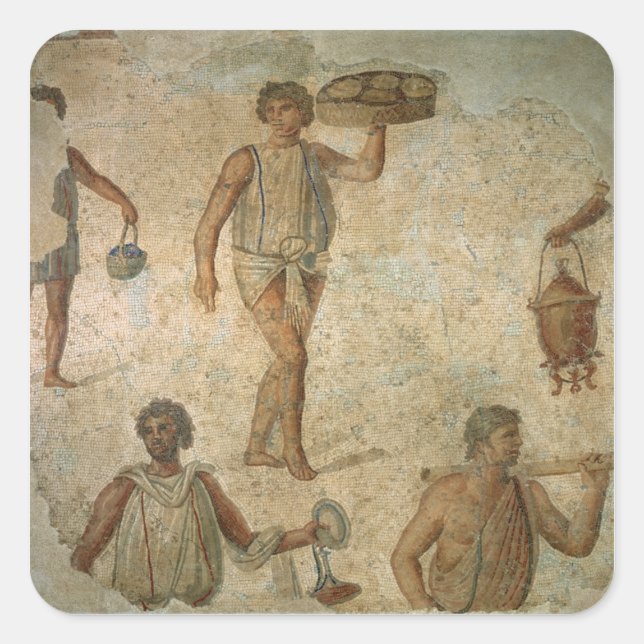 Adesivo Quadrado Preparações para um banquete, fragmento de mármore (Frente)