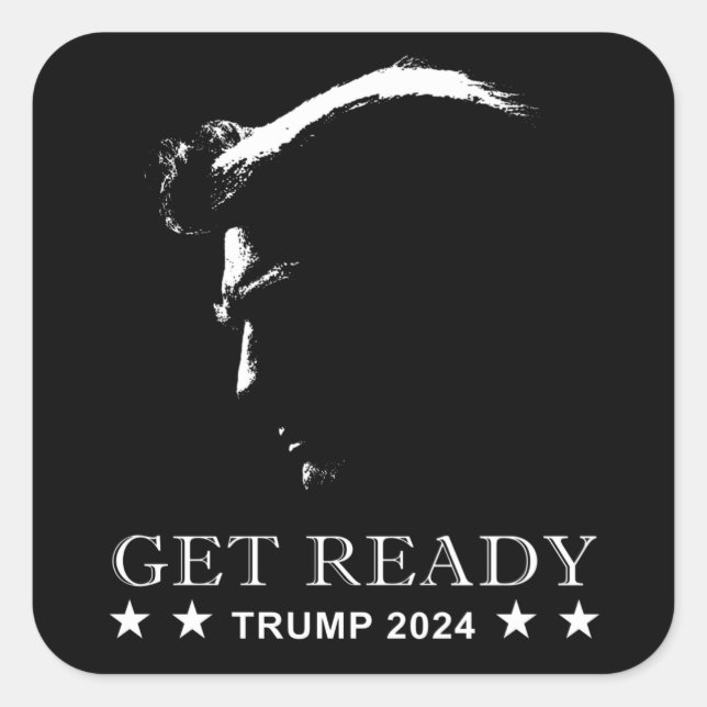 Adesivo Quadrado Prepare-se: EUA Donald Trump 2024 (Frente)