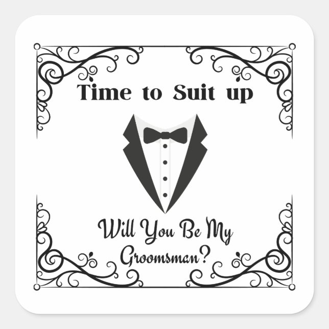 Adesivo Quadrado prepare-se proposta de padrinho elegante moderno c (Frente)