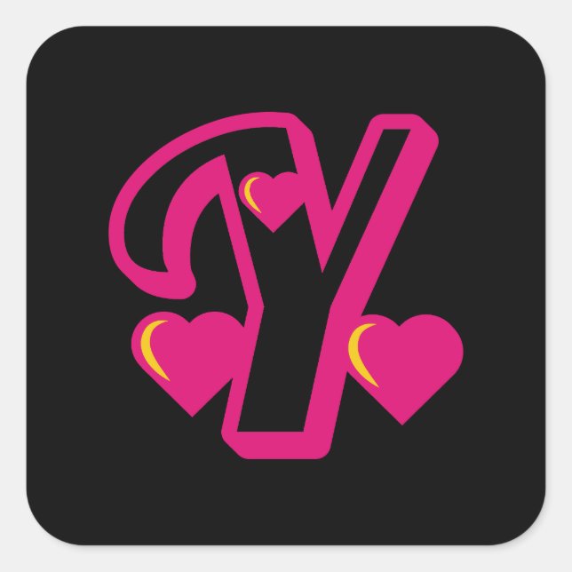 Adesivo Quadrado Preppy Pink Varsity - Letra Y rosa - letra y class (Frente)
