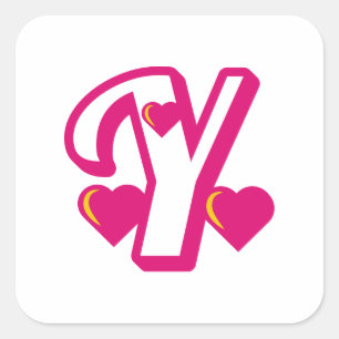 Adesivo Quadrado Preppy Pink Varsity - Letra Y rosa - letra y class