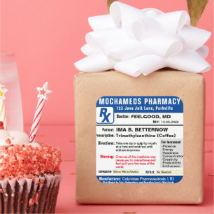 Adesivo Quadrado Prescrição do Vinheta Retangular de Café