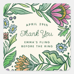 Adesivo Quadrado Presente Colorido Artístico Escandinavo para Chá d