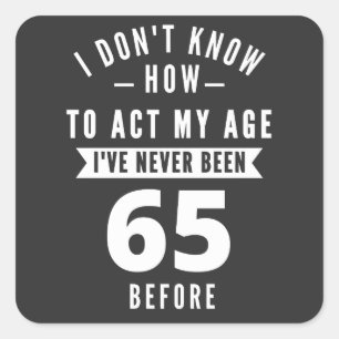 Adesivo Quadrado Presente com 65 anos 65.o Aniversário - Oferta d