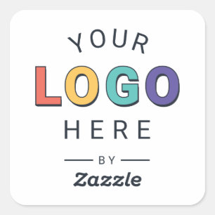 Adesivo Quadrado Presente com Logotipo Personalizado da Empresa