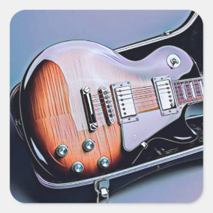 Adesivo Quadrado Presente de aniversário guitarrista da Vintage