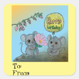 Adesivo Quadrado Presente de aniversário para vinheta