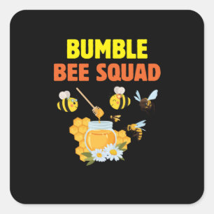 Adesivo Quadrado Presente de apicultor   Família Bumble Bee Squad