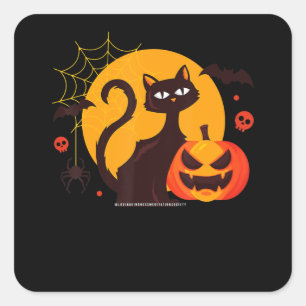 Adesivo Quadrado Presente de aranha Pumpkin Preto De Gato Hallowe