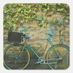 Adesivo Quadrado Presente de bicicleta de montanha