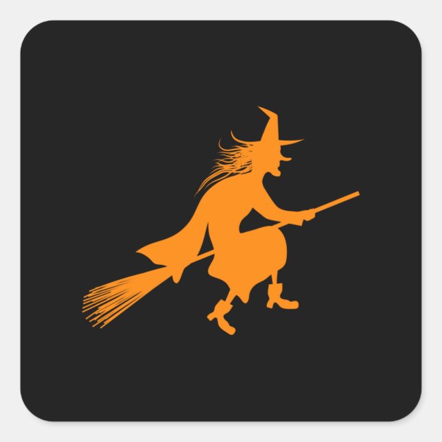 Adesivo Quadrado Presente de bruxa Feliz Halloween (Frente)