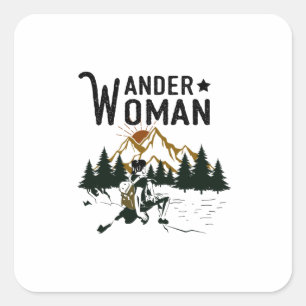 Adesivo Quadrado Presente de Camper Wander Woman Birthday