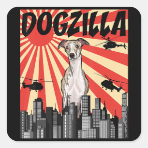 Adesivo Quadrado Presente de chicote   chicote dogzilla engraçado j