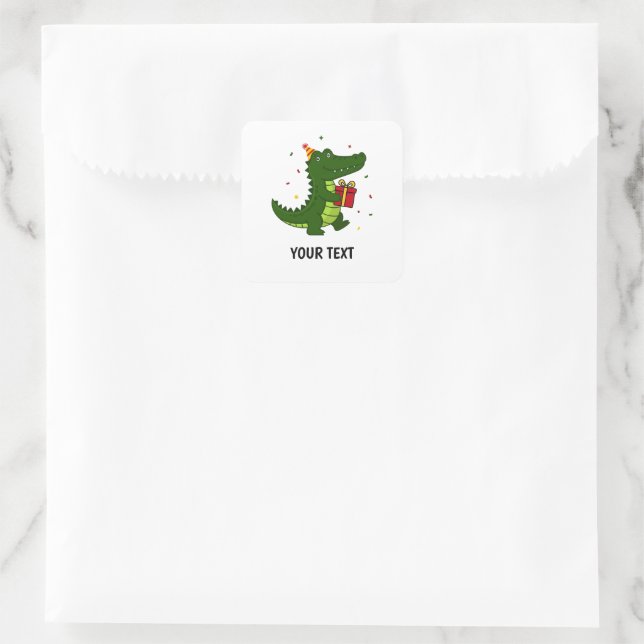 Adesivo Quadrado Presente de Crocodilo Fofo (Bolsa)