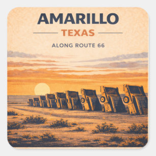 Adesivo Quadrado Presente de decalque da Amarillo Route 66 Sunset H