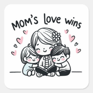 Adesivo Quadrado Presente de dia de as mães | Mãe Amor vence