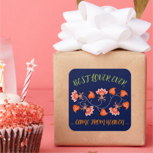 Adesivo Quadrado PRESENTE DE dia de os namorados, ESPOSA, MARIDO