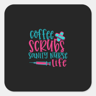 Adesivo Quadrado Presente de Enfermeira Café Escrubs Enfermeiros