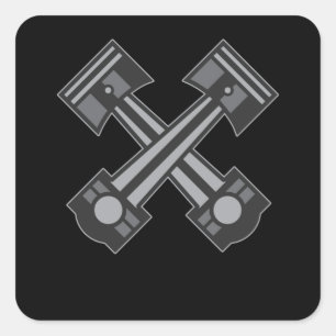 Adesivo Quadrado Presente de Engenharia de Carros de Dois Pistões