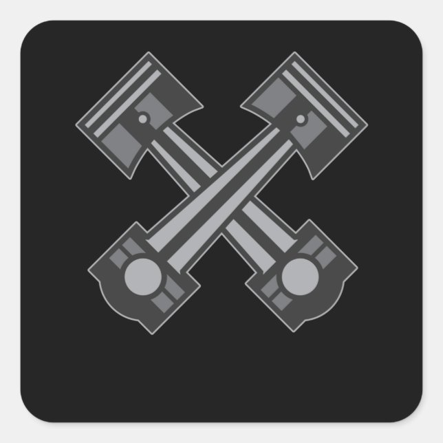 Adesivo Quadrado Presente de Engenharia de Carros de Dois Pistões (Frente)