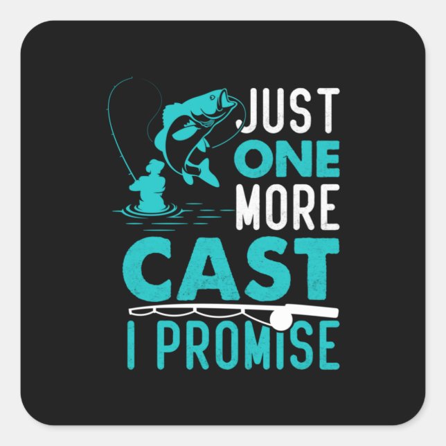 Adesivo Quadrado Presente de Fisher Só Mais Um Peixe Que Prometo (Frente)