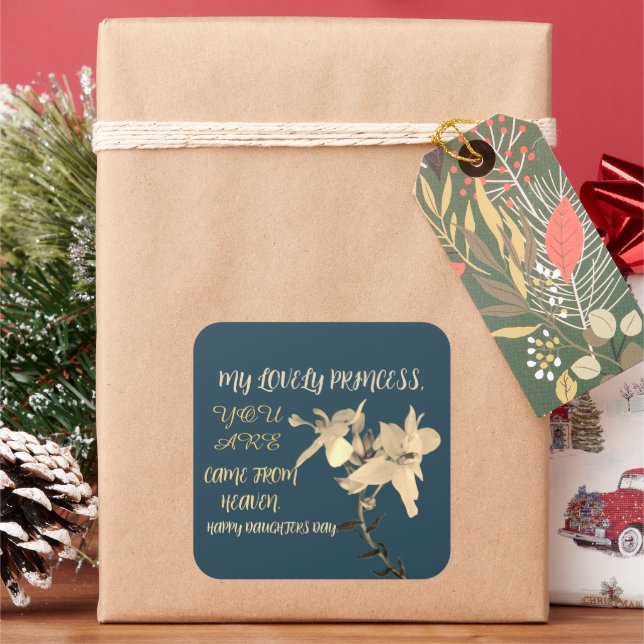 ADESIVO QUADRADO PRESENTE DE FLOR DO DIA DAS FILHAS (Feriado)