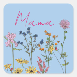 Adesivo Quadrado Presente de flores silvestres da mamãe