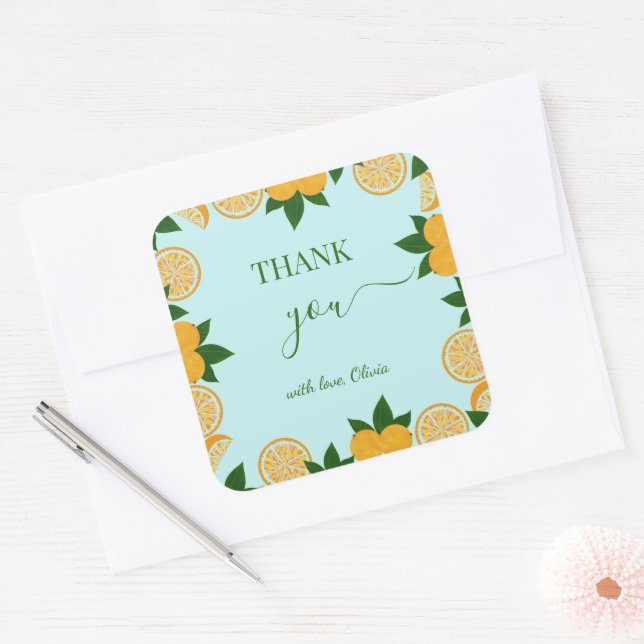 Adesivo Quadrado Presente de Fruta de Chá de fraldas fresco de fest (Envelope)