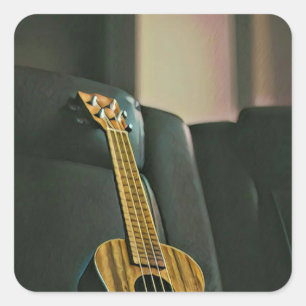 Adesivo Quadrado presente de guitarra de baixo acústico