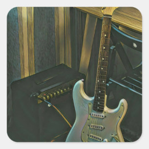 Adesivo Quadrado presente de guitarra de baixo acústico