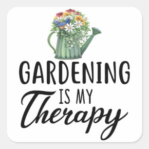 Adesivo Quadrado Presente De Jardinagem, Gardening É Minha Terapia