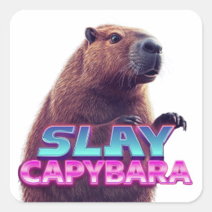 Adesivo Quadrado Presente de Meme de Animal Engraçado Capivara