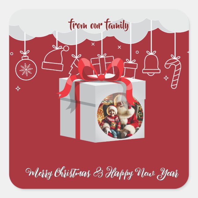 Adesivo Quadrado presente de Natal (Frente)