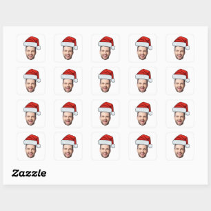 Adesivo Quadrado Presente de Natal com Foto de Rosto Personalizada