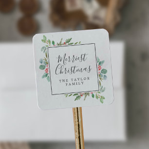 Adesivo Quadrado Presente de Natal do Natal mais feliz