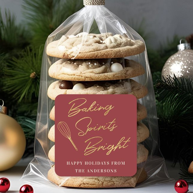 Adesivo Quadrado Presente de Natal Moderno, Vermelho e Bandeira de  (Criador carregado)