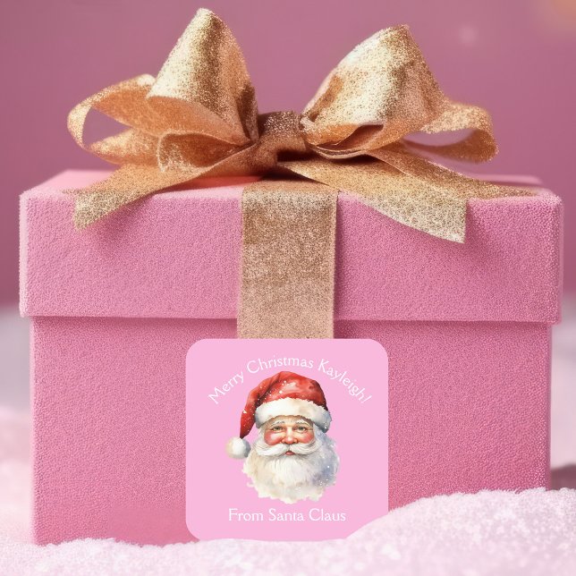 Adesivo Quadrado Presente de Natal para Meninas Personalizadas do P (Criador carregado)