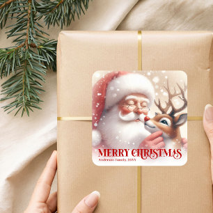 Adesivo Quadrado Presente de Natal Personalizado e Aconchegante do 
