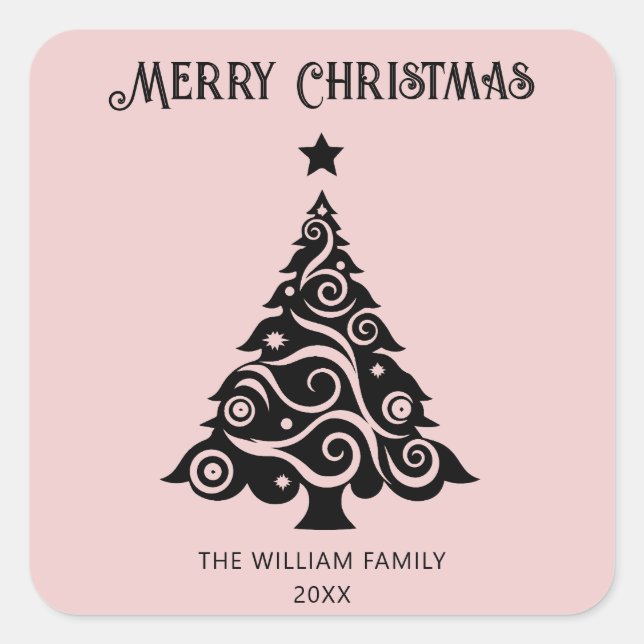 Adesivo Quadrado Presente de Natal Simples e Feliz (Frente)