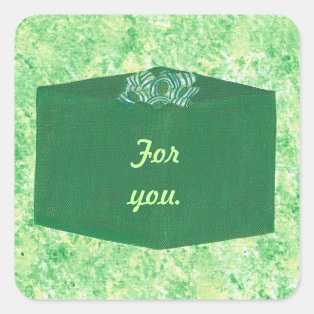 Adesivo Quadrado Presente de Natal Verde com Arcos (Frente)