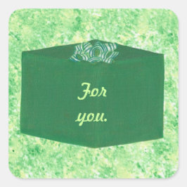 Adesivo Quadrado Presente de Natal Verde com Arcos