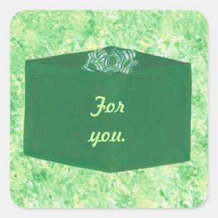 Adesivo Quadrado Presente de Natal Verde com Arcos